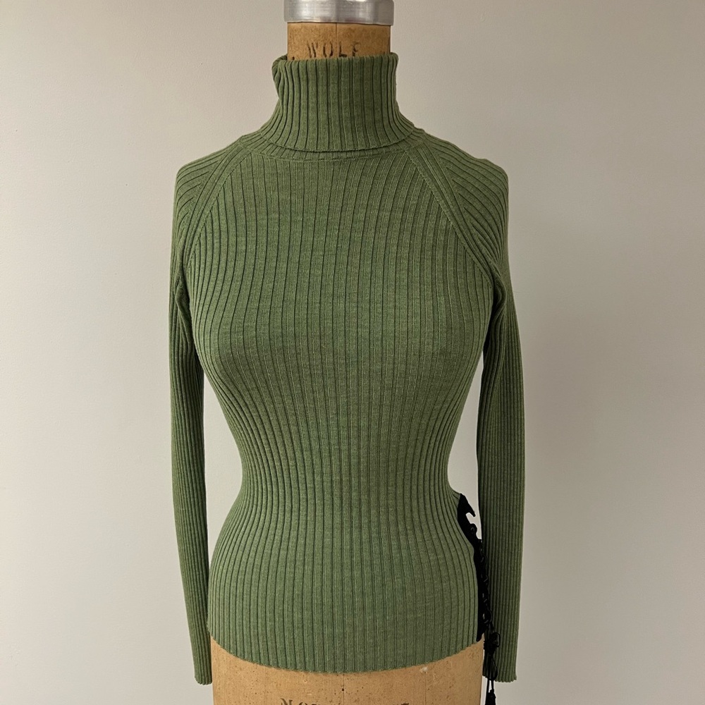 Jean Paul Gaultier vintage Olive Ribbed Turtleneck Sweater size S